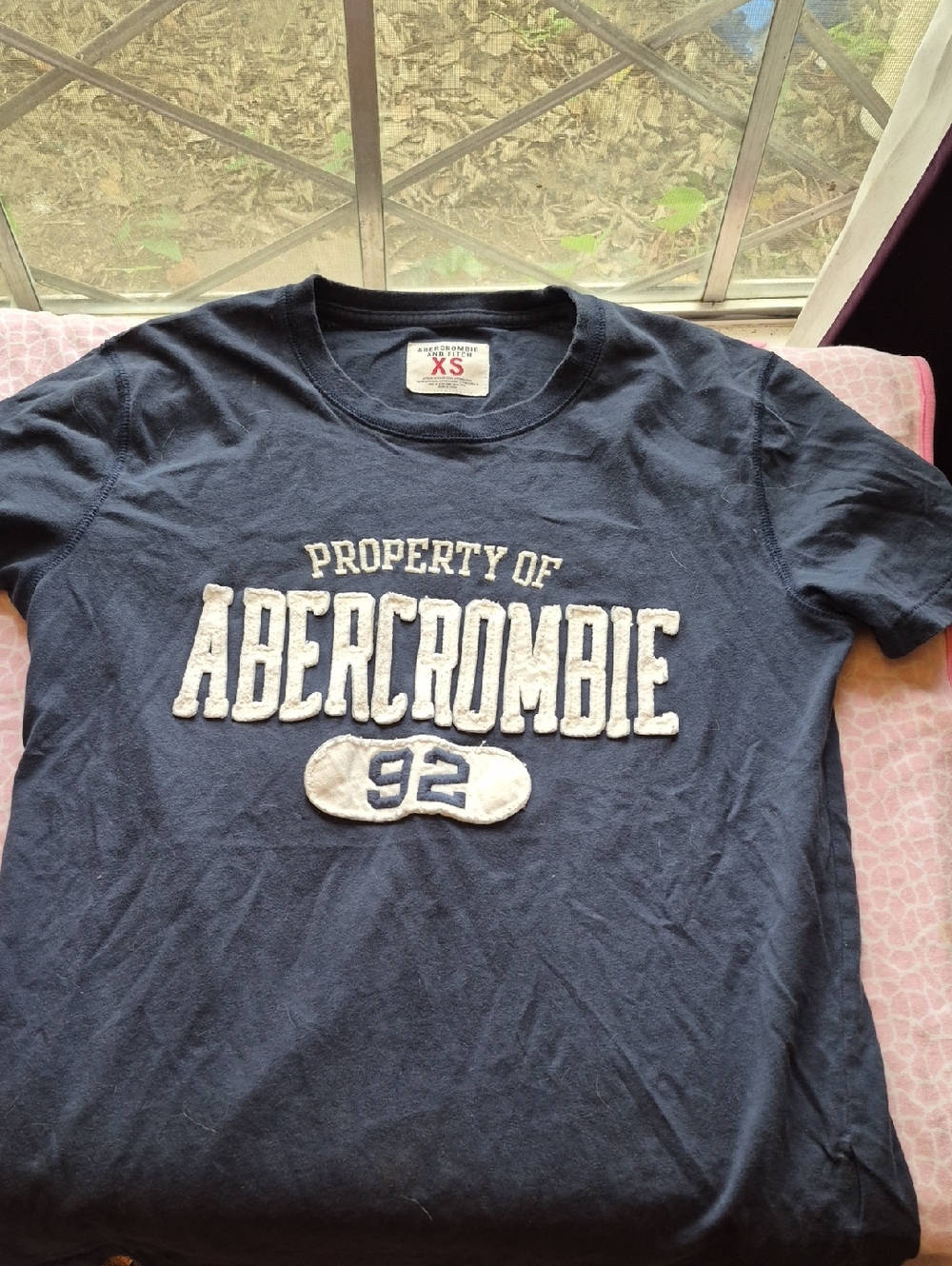 Abercrombie & Fitch Navy Blue Tee with Red XS Tag